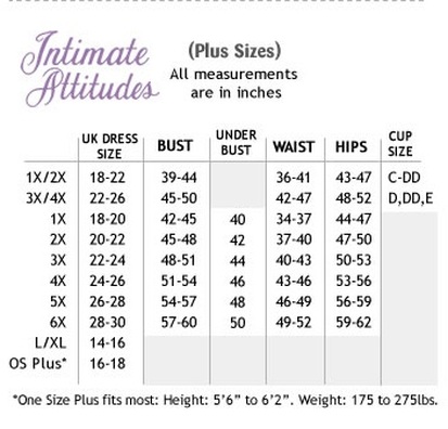 Shirley of Hollywood Size Chart - Tikki's Adult Boutique